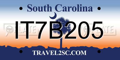 IT7B205 South Carolina License Plate