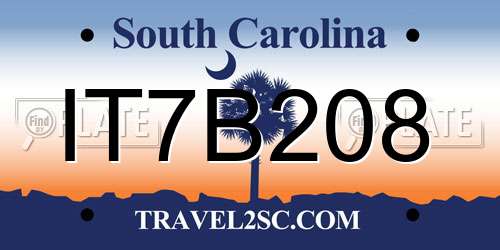IT7B208 South Carolina License Plate