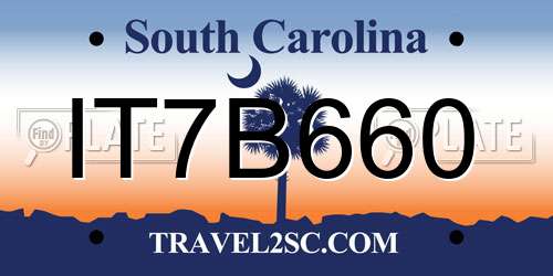 IT7B660 South Carolina License Plate