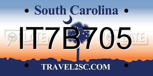 IT7B705 South Carolina License Plate