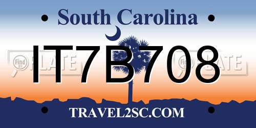 IT7B708 South Carolina License Plate