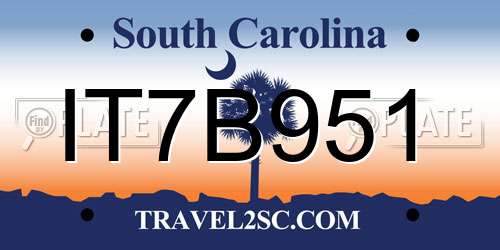 IT7B951 South Carolina License Plate
