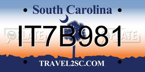 IT7B981 South Carolina License Plate