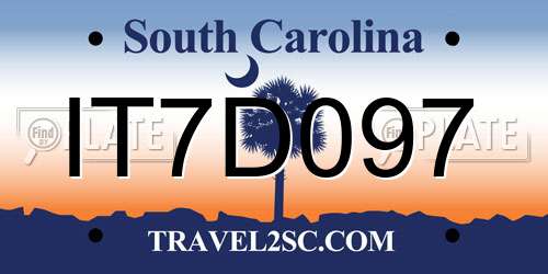 IT7D097 South Carolina License Plate