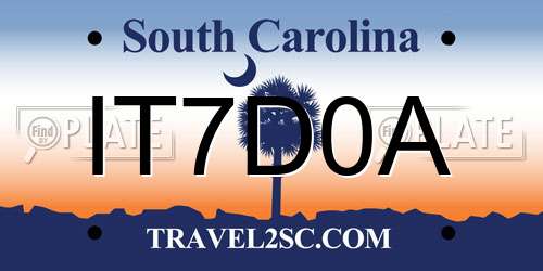 IT7D0A South Carolina License Plate