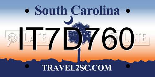 IT7D760 South Carolina License Plate
