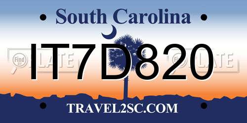 IT7D820 South Carolina License Plate