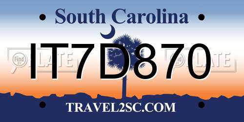 IT7D870 South Carolina License Plate