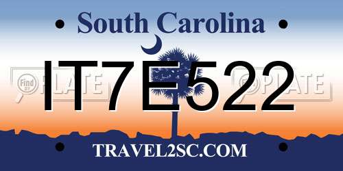 IT7E522 South Carolina License Plate