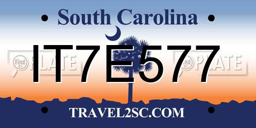 IT7E577 South Carolina License Plate