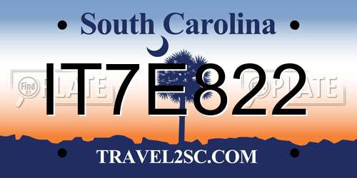 IT7E822 South Carolina License Plate