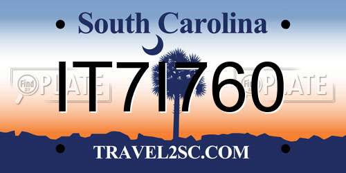 IT7I760 South Carolina License Plate