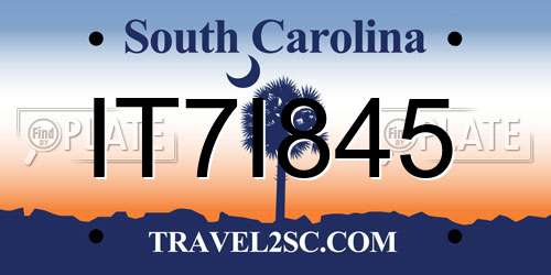 IT7I845 South Carolina License Plate