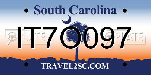 IT7O097 South Carolina License Plate