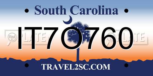 IT7O760 South Carolina License Plate