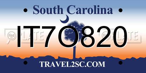 IT7O820 South Carolina License Plate