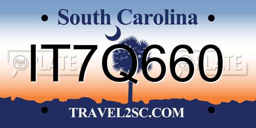 IT7Q660 South Carolina License Plate