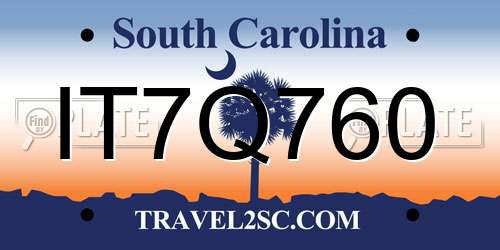 IT7Q760 South Carolina License Plate