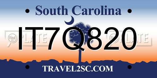 IT7Q820 South Carolina License Plate