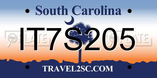 IT7S205 South Carolina License Plate