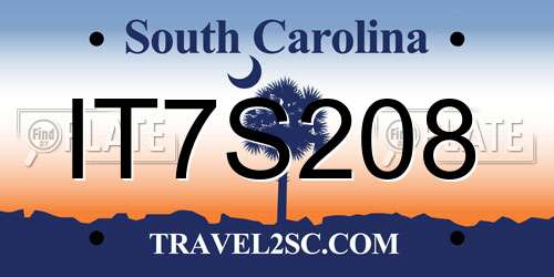 IT7S208 South Carolina License Plate