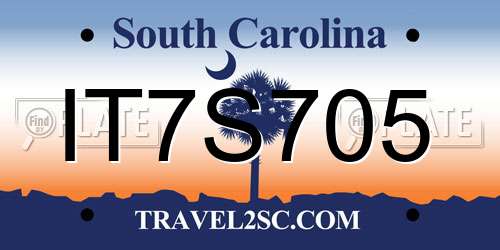 IT7S705 South Carolina License Plate