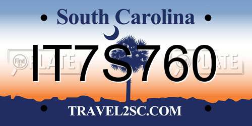 IT7S760 South Carolina License Plate