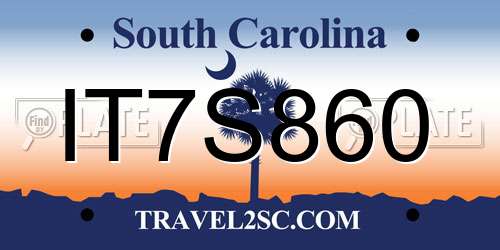 IT7S860 South Carolina License Plate