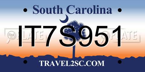 IT7S951 South Carolina License Plate