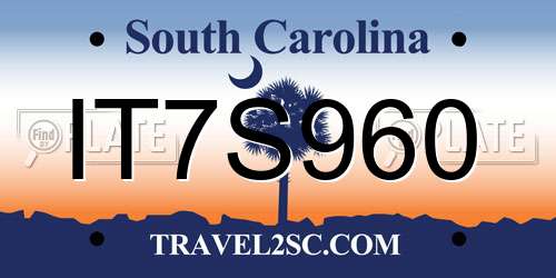IT7S960 South Carolina License Plate