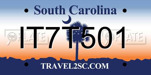 IT7T501 South Carolina License Plate