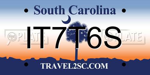 IT7T6S South Carolina License Plate