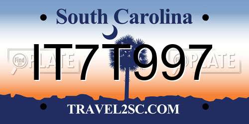 IT7T997 South Carolina License Plate