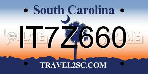 IT7Z660 South Carolina License Plate