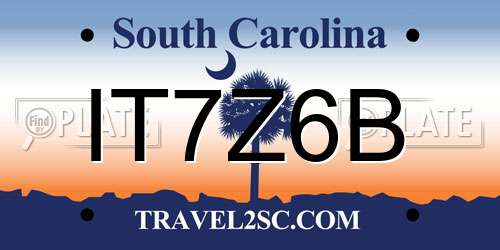 IT7Z6B South Carolina License Plate