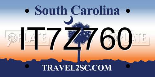 IT7Z760 South Carolina License Plate
