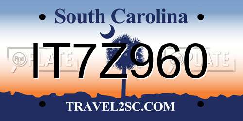 IT7Z960 South Carolina License Plate
