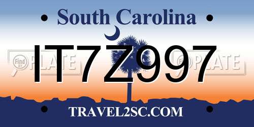 IT7Z997 South Carolina License Plate