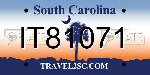 IT81071 South Carolina License Plate