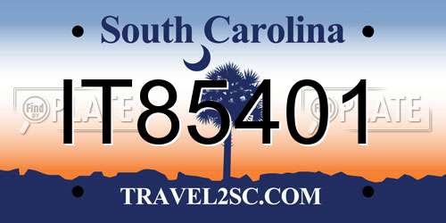 IT85401 South Carolina License Plate