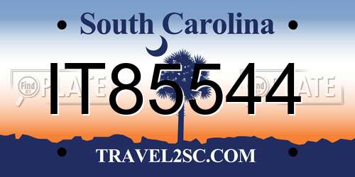 IT85544 South Carolina License Plate