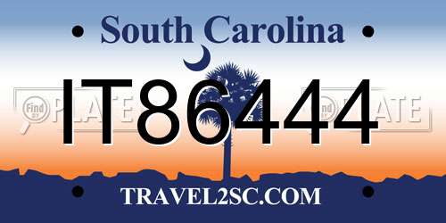 IT86444 South Carolina License Plate