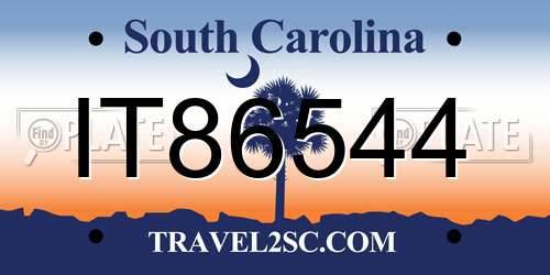 IT86544 South Carolina License Plate
