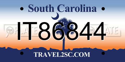 IT86844 South Carolina License Plate