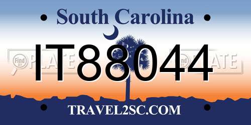 IT88044 South Carolina License Plate