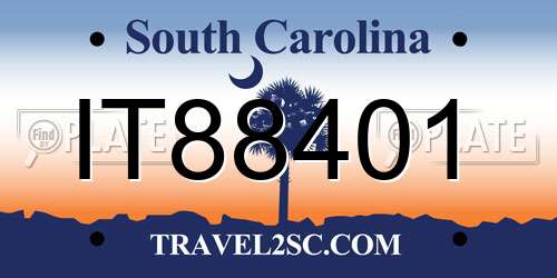 IT88401 South Carolina License Plate