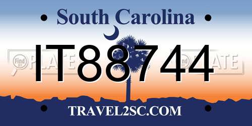 IT88744 South Carolina License Plate