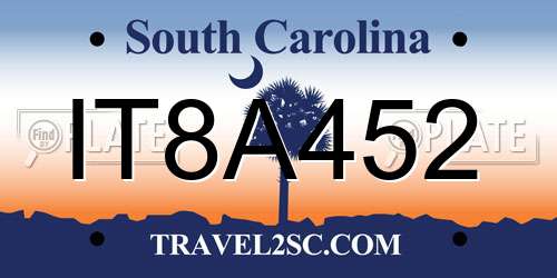 IT8A452 South Carolina License Plate