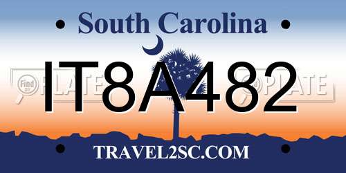 IT8A482 South Carolina License Plate