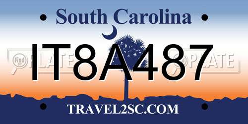 IT8A487 South Carolina License Plate
